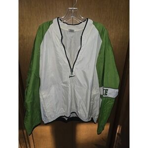 Nike 1/2 Zip Windbreaker Jacket Men XL Pullover Spellout Swoosh Logo Green White